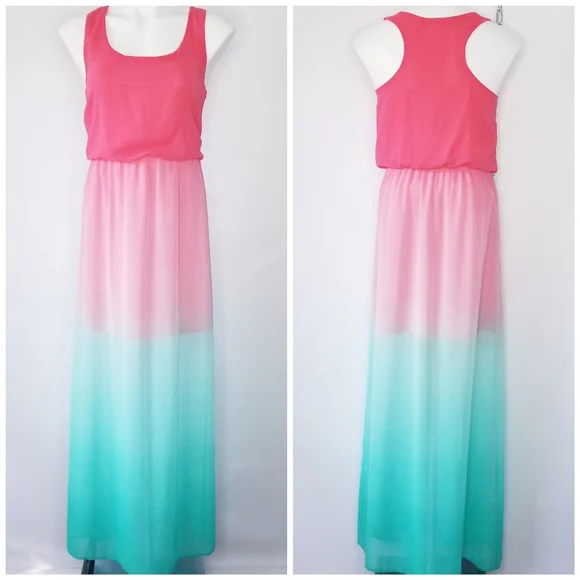 Maude | Dresses | Maude Dip Dye Chiffon Racerback Maxi Dress M | Poshmark